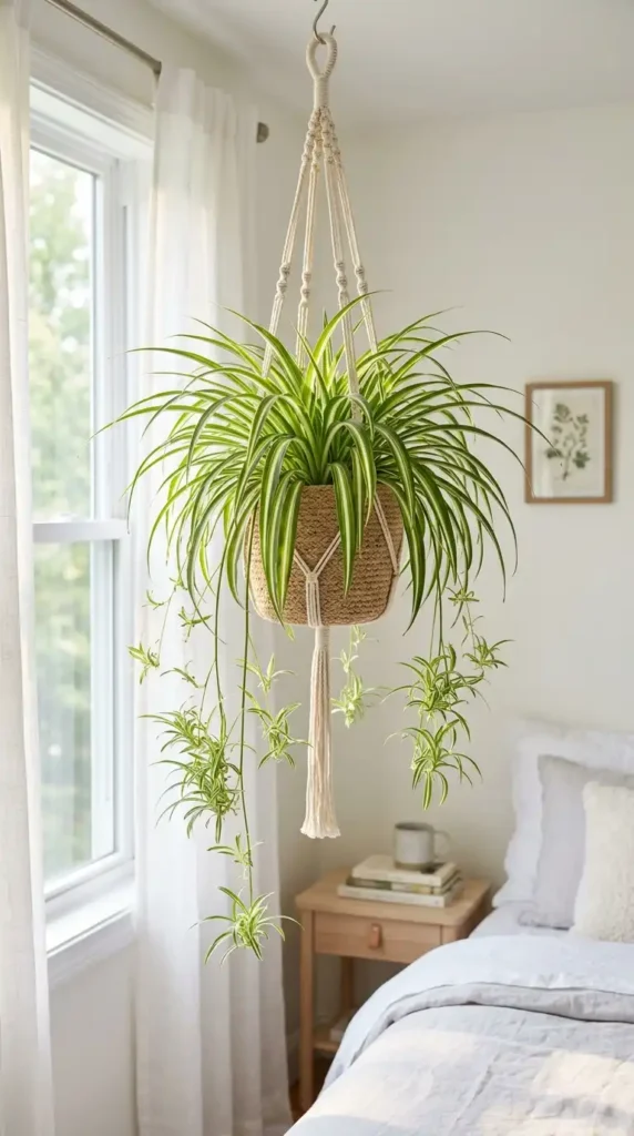 Spider plant in hanging basket