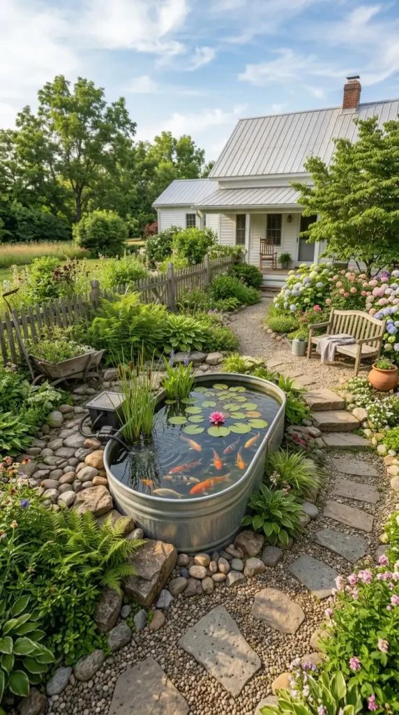 Stock tank repurposed as koi