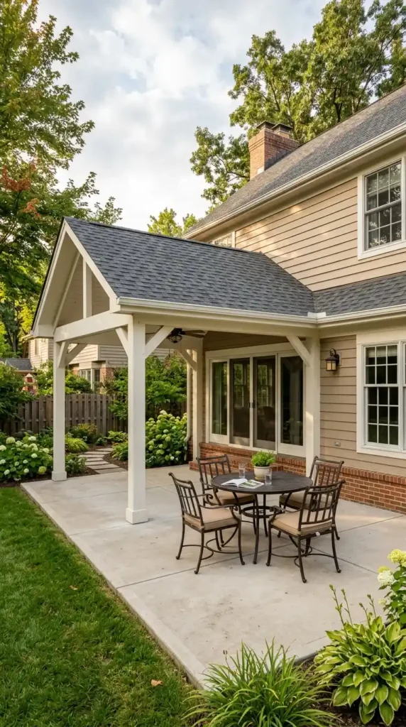 Suburban home with patio addition