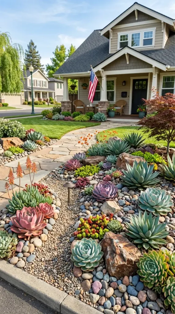 Succulent rock garden American home