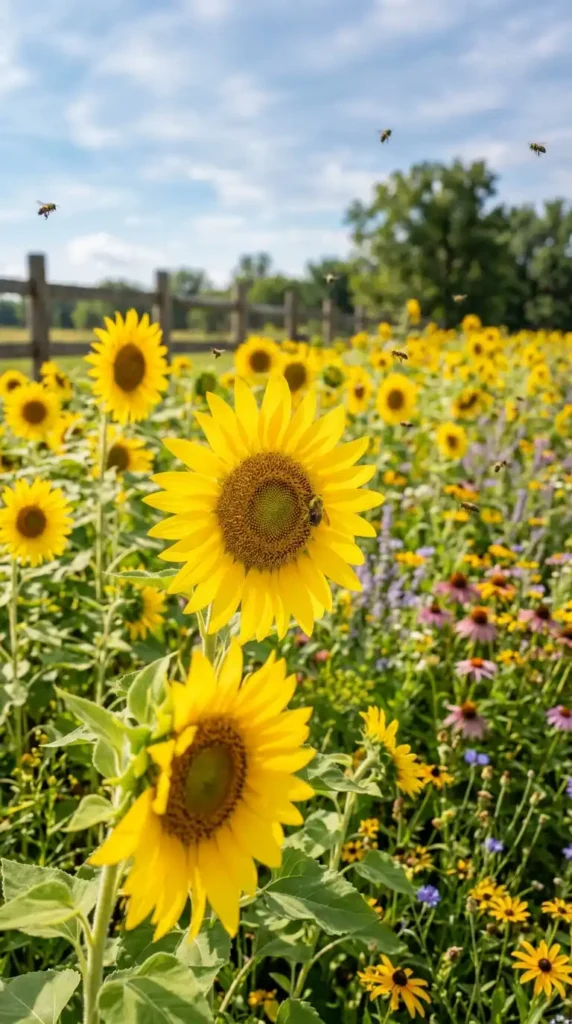 Sunflower with bee pollen