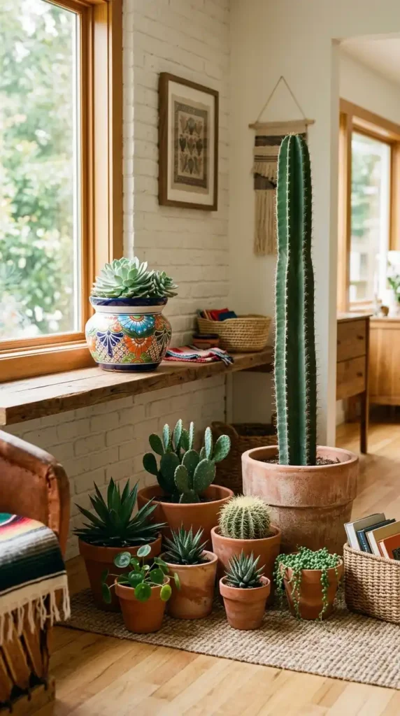 Terracotta planters holding