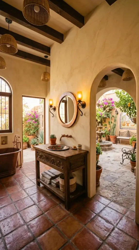 Terracotta plaster bathroom