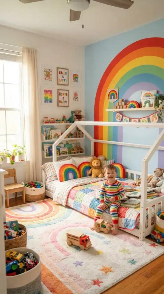 Toddler boy room rainbow theme
