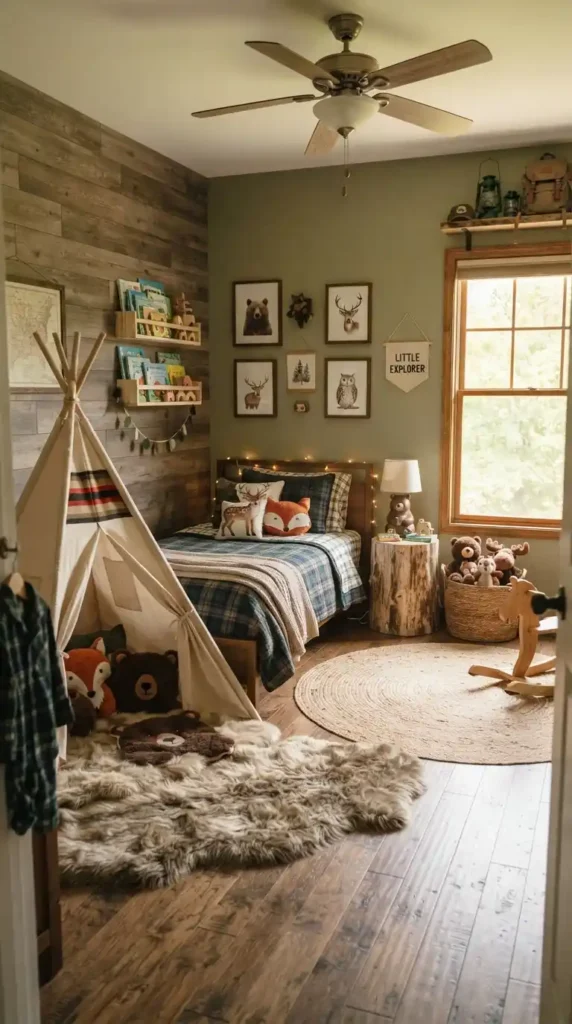 Toddler boy room woodland theme