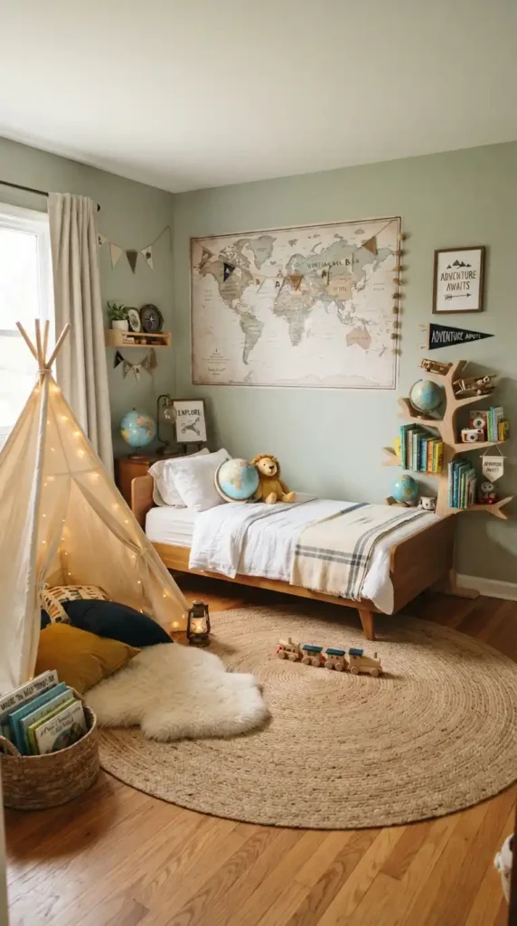 Toddler boy room world map