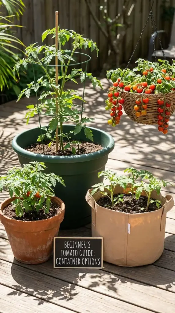Tomato growing guide containers