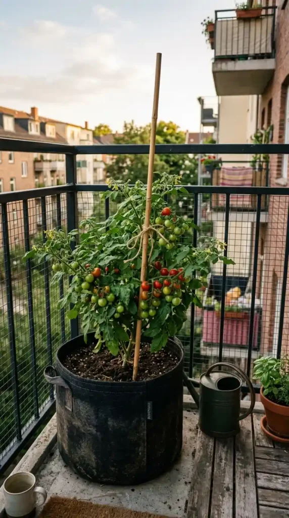 Tomato plant in grow bag