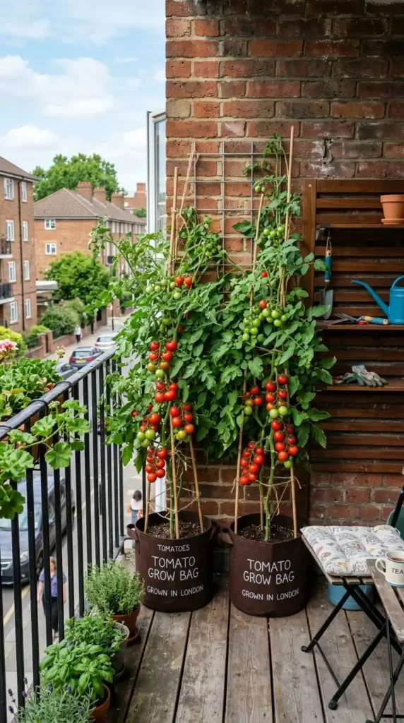 Tomato plants on UK balcony