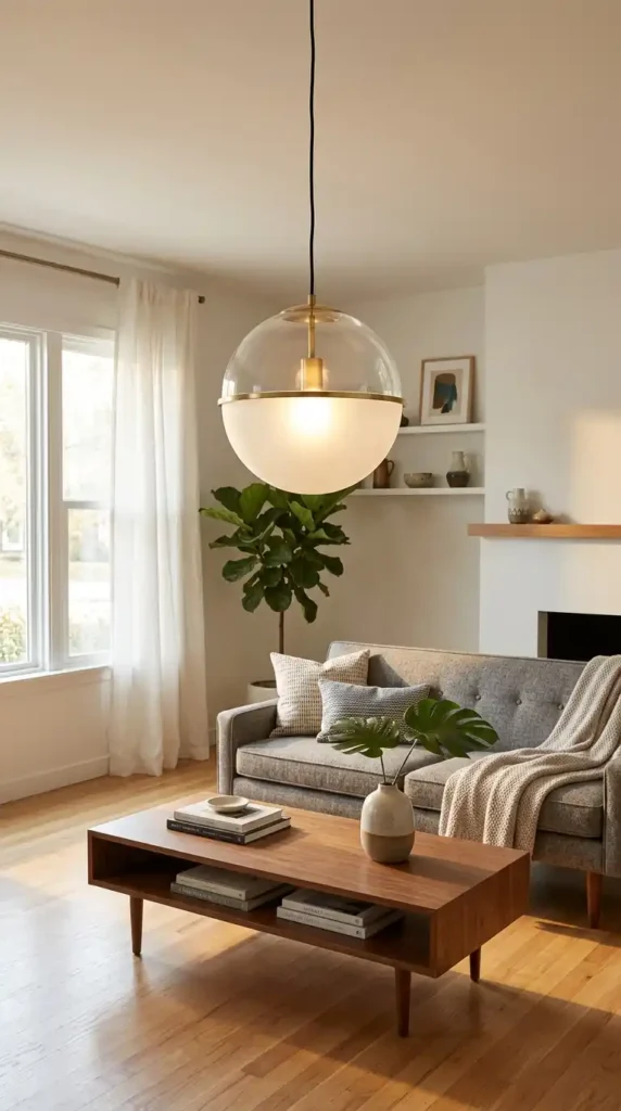 Two-tone pendant light living room