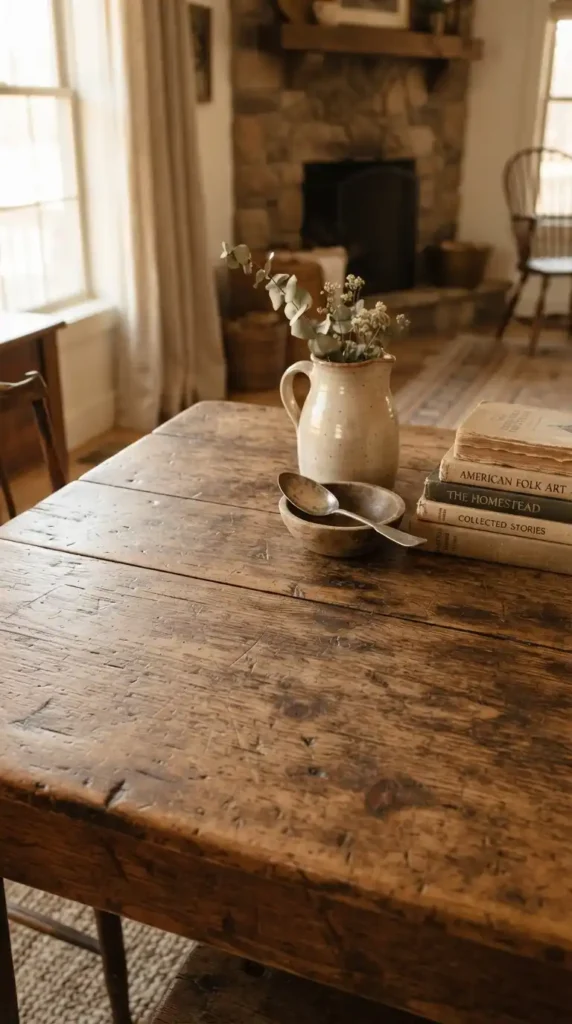 Vintage wooden table patina