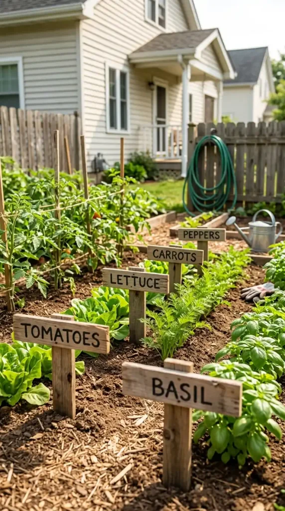 Wooden crate labels garden markers