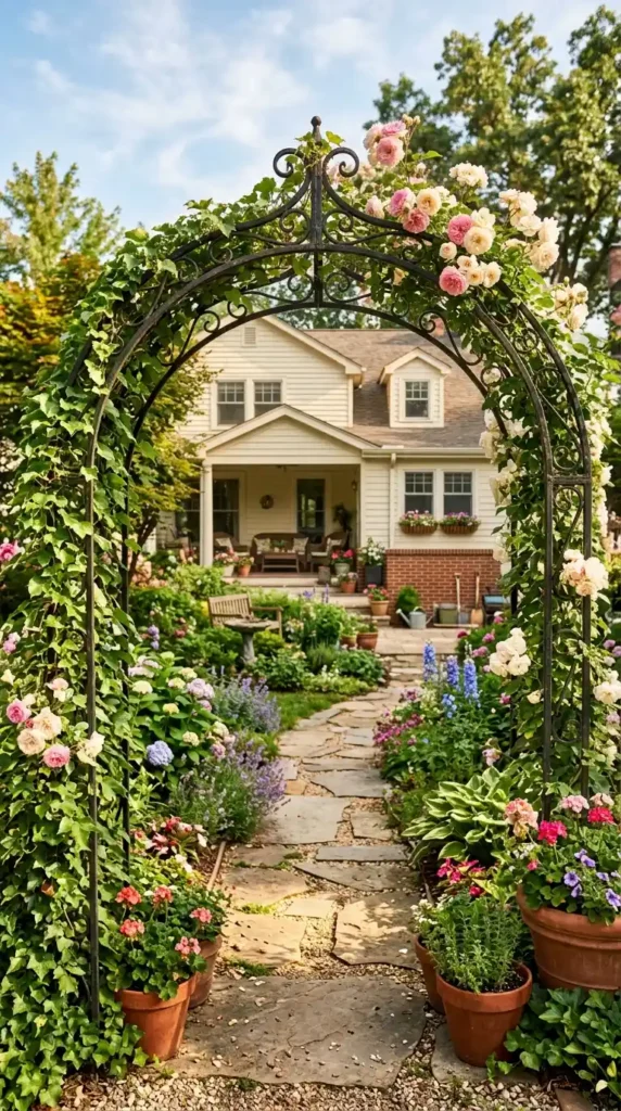 Wrought iron arch garden