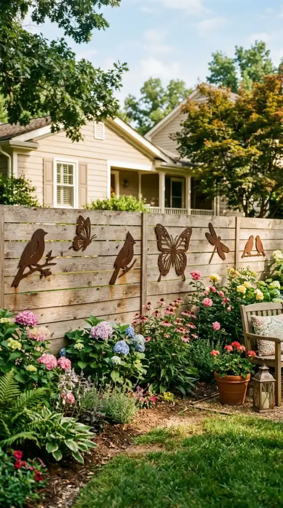 Wrought iron decor on fence