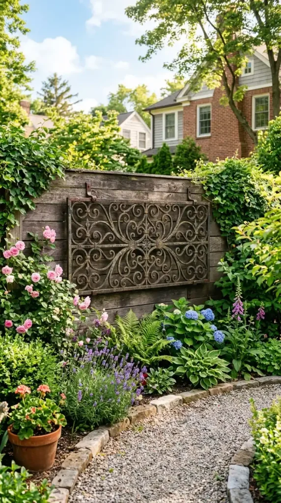 Wrought iron grille wall art