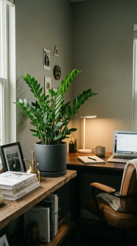 ZZ plant in office corner
