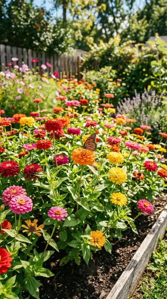 Zinnias colorful blooms sunny