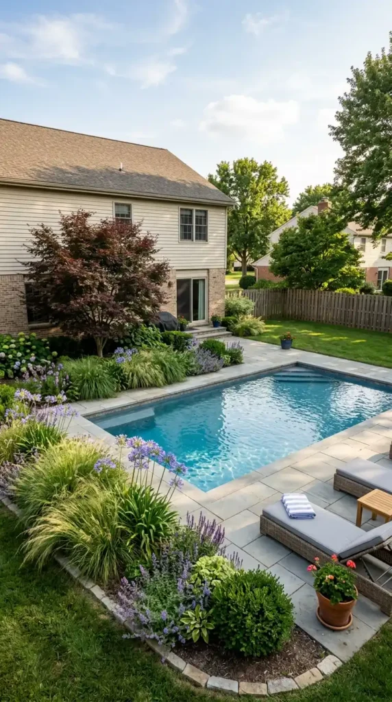 Backyard pool with landscape
