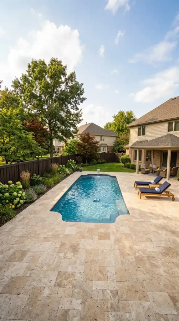 Backyard pool with stone surround