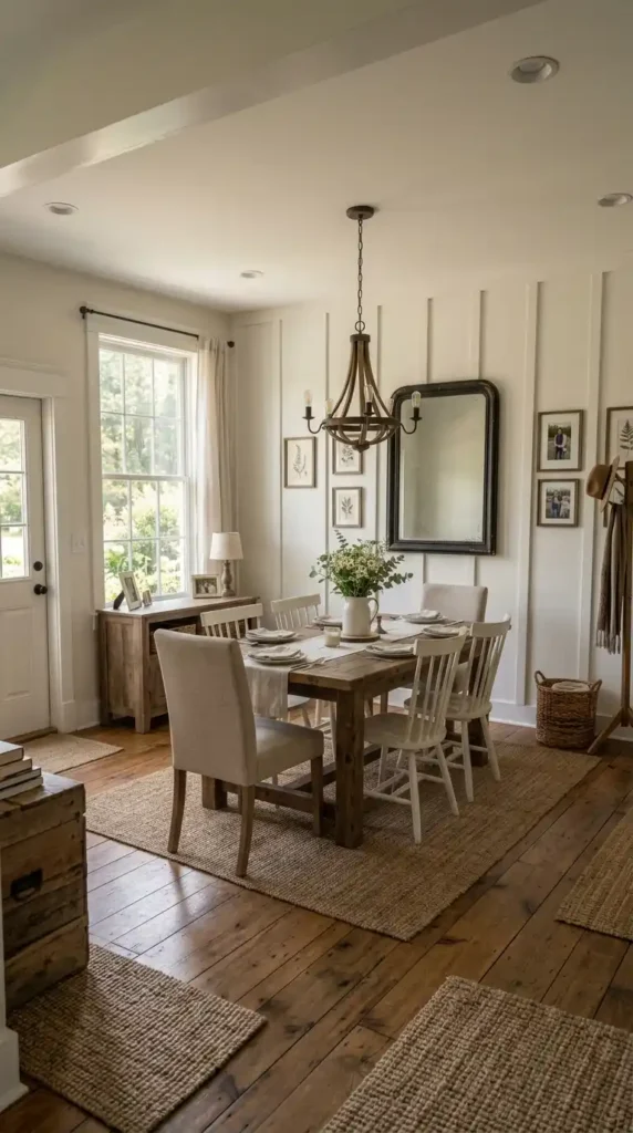 Farmhouse dining room accent wall