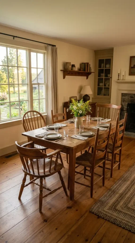 Farmhouse table with mismatched