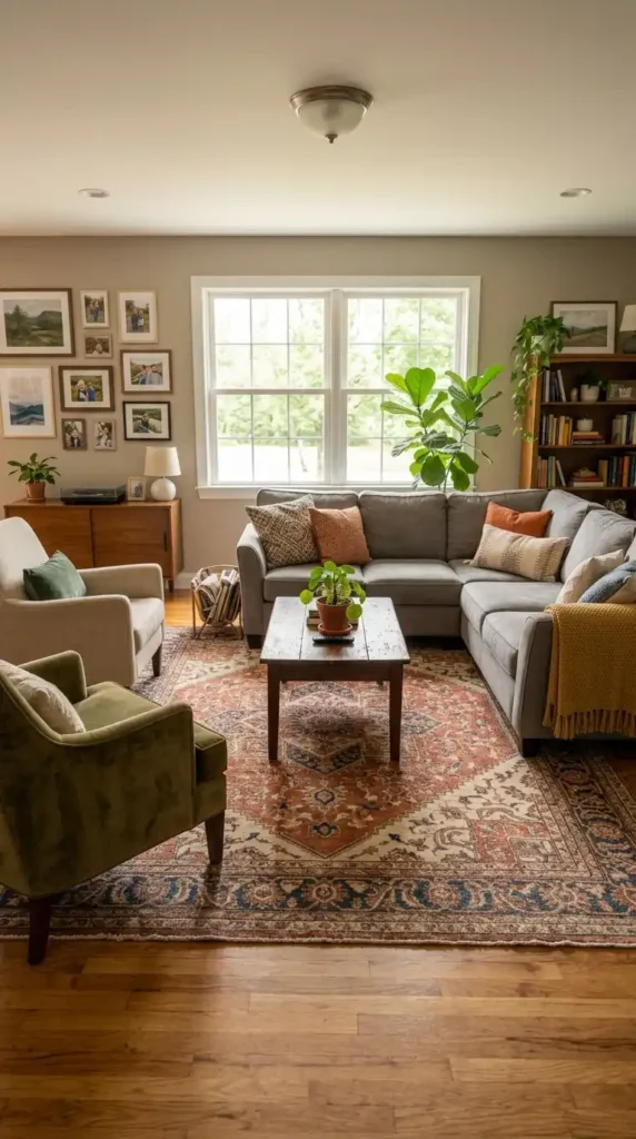 Living room grey sofa statement