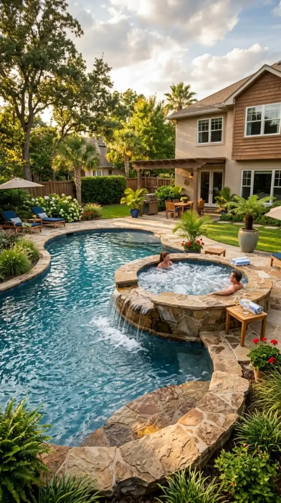 Pool with integrated spa