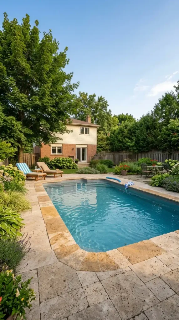Pool with natural stone coping